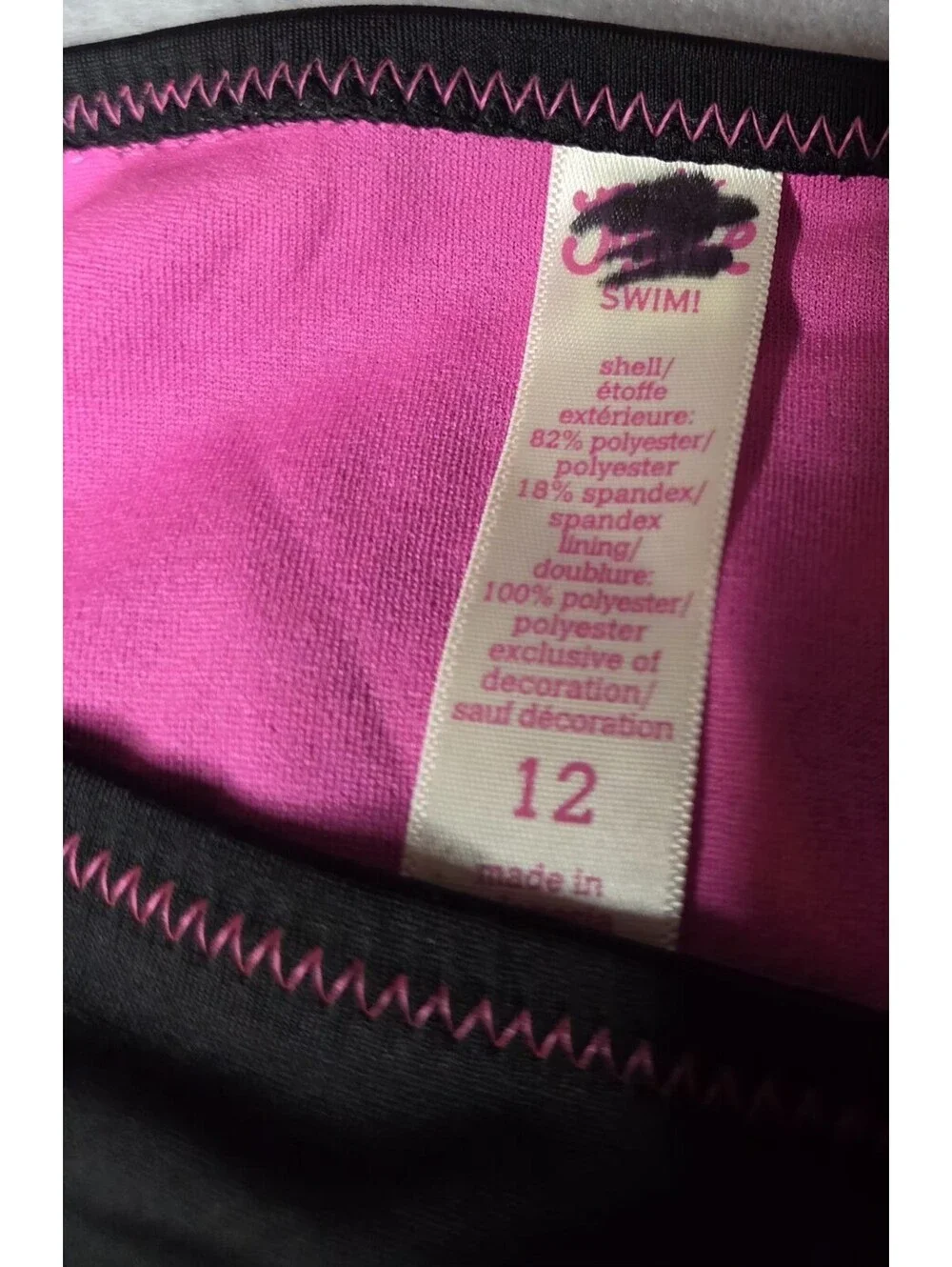 Justice Girls Halter Bikini Swimsuit 2 Piece Black Rainbow Stripe Pink Size NWOT